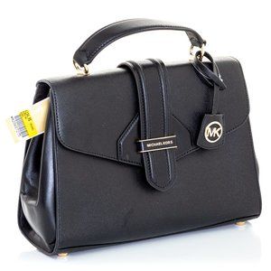 MICHAEL KORS Bleeker Medium Leather Satchel Black